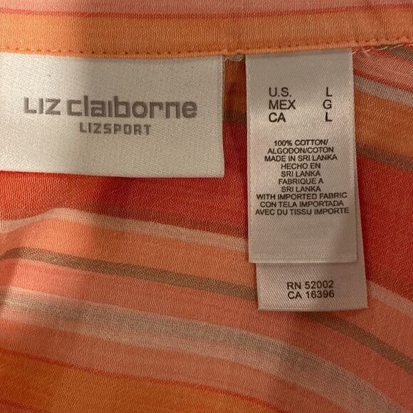 ❤️Last Chance Liz Claiborne striped long sleeve cotton button down shirt - Picture 6 of 8